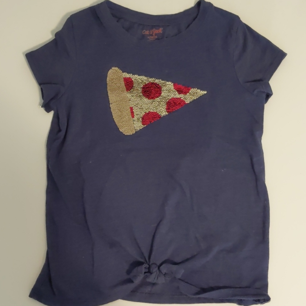 Tee, flip sequin pizza